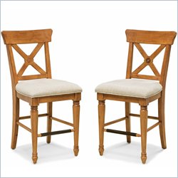 Home Styles Ponderosa Upholstered & Pine Solid Wood Bistro Stool
