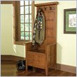 Home Styles Mini Hall Tree and Storage Solid Wood Bench in Cottage Oak