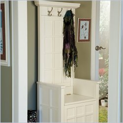 Home Styles Mini Hall Tree and Solid Wood Storage Bench in White