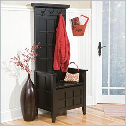 Home Styles Mini Hall Tree and Storage Solid Wood Bench in Black