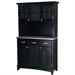 Home Styles Furniture 3 Drawer Large Black Wood Buffet with Stainless Steel Top and 2-Door Hutch