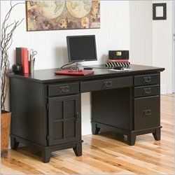 Home Styles Furniture Arts & Crafts Wood Pedestal Desk in Ebony
