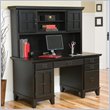 Home Styles Furniture Arts & Crafts Wood Pedestal Desk with Hutch in Ebony