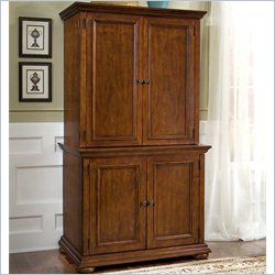 Home Styles Furniture Homestead Cabinet with Hutch in Distressed Warm Oak