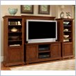 Home Styles Furniture Homestead 4 PC Wood Entertainment Center in Distressed Warm Oak Finish