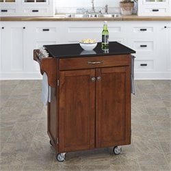 Home Styles Kitchen Cart in Cherry with Granite Top