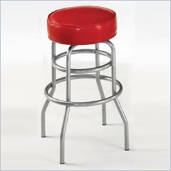 Home Styles Furniture Soda Shoppe Backless Swivel Bar Stool in Red Vynil