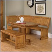 Home Styles 3 PC Corner Kitchen Dining Nook Set in Distressed Oak