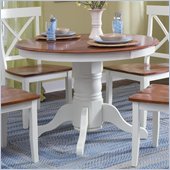 Home Styles Pedestal Casual Dining Table in Off White and Cottage Oak Finish