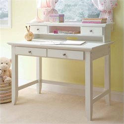 Home Styles Naples Student Desk and Hutch Set in White Finish