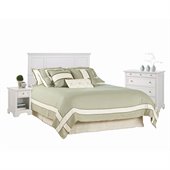 Home Styles Naples Queen Panel Headboard 3 Piece Bedroom Set in White