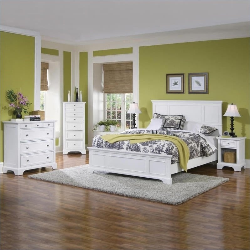 Homestyles Naples White Queen Bed, Night Stand, & Chest
