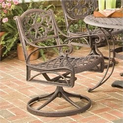 Home Styles Outdoor Swivel Dining Arm Chair in Rust Brown Finish