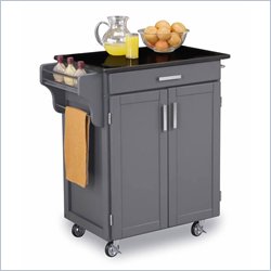Home Styles Black Granite Top Kitchen Cart in Gray Finish
