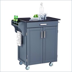 Home Styles Gray and Salmon Granite Top Kitchen Cart in Gray Finish