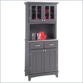 Home Styles Steel Top Buffet Server in Gray Finish with Hutch