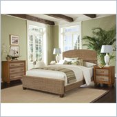 Home Styles Cabana Banana Queen Natural Woven Bed 3 Piece Bedroom Set in Honey Finish
