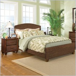 Home Styles Cabana Banana Queen Natural Woven Bed 2 Piece Bedroom Set in Cocoa Finish
