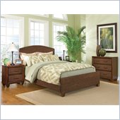 Home Styles Cabana Banana Queen Natural Woven Bed 3 Piece Bedroom Set in Cocoa Finish