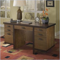 Home Styles Omni Pedestal Wood Laptop Desk in Walnut Finish