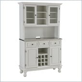 Home Styles Premier Steel Top Buffet Server with 2 Door Hutch in White