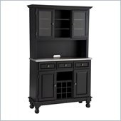 Home Styles Premier Buffet of Buffets Steel Top Buffet Server with 2 Door Hutch in Black