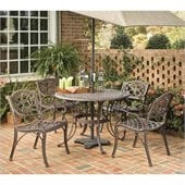 Home Styles Biscayne 5PC 42 Round Outdoor Dining Set in Rust Brown