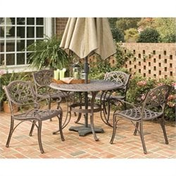 Home Styles Biscayne PC 48 Round Outdoor Dining Set in Rust Brown