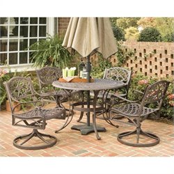Home Styles Biscayne 5PC 48 Round Outdoor Dining Set in Rust Brown