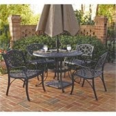 Home Styles Biscayne 5PC 48 Round Outdoor Dining Set in Black Finish