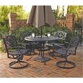 Home Styles Biscayne 5PC 48 Round Outdoor Dining Set in Black Finish