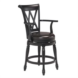 Home Styles Traditional Swivel Bar Stool in Black