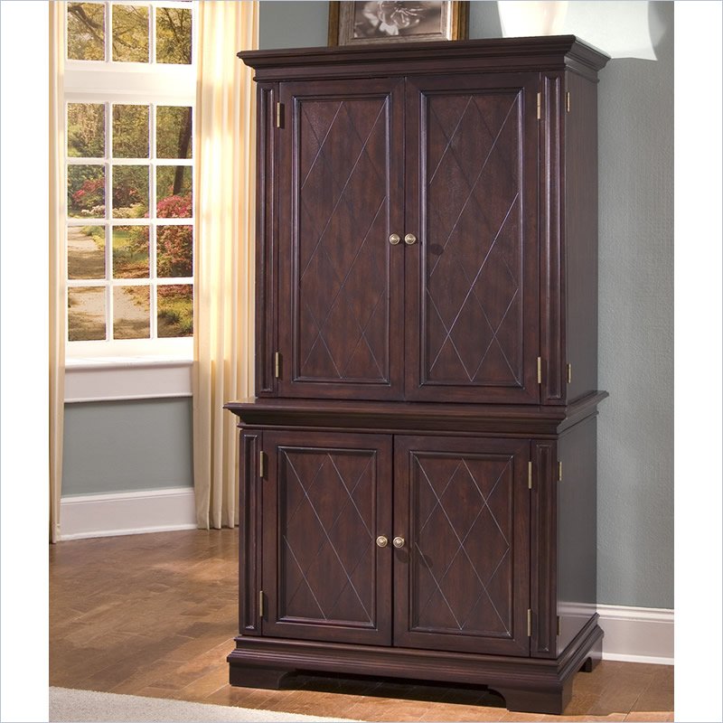 Home Styles Windsor Compact Computer Desk and Hutch Cherry