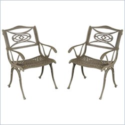 Home Styles Malibu Arm Dining Chair in Brown Finish (Set of 2)