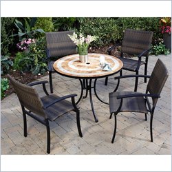 Home Styles Valencia Table & 4 Newport Arm Chair in Terra Cotta
