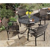 Home Styles Stone Harbor Table & 4 Newport Arm Chairs in Black/Slate