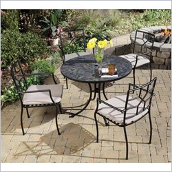 Home Styles Stone Harbor Table & 4 Cambria Chairs in Black/Slate