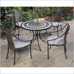 Home Styles Delmar Table & 4 Laguna Slope Arm Chairs in Black & Grey