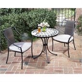 Home Styles Marble Bistro Table & 2 Chairs in Black & Gray
