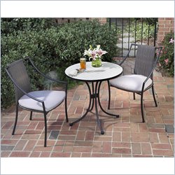 Home Styles Fishtail Tile Bistro Table & 2 Laguna Chairs in Off White