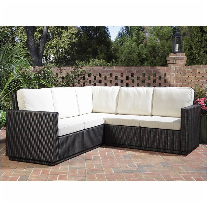 Home Styles Riviera Stone All-Weather Wicker Five Seat Sectional