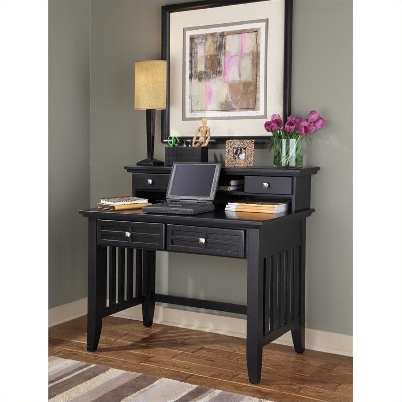 Home Styles Arts and Crafts Student Desk with Hutch - Black