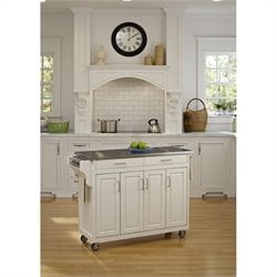 Home Styles Create-a-Cart 49 Inch Stainless Top Kitchen Cart in White
