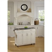 Home Styles Create-a-Cart 49 Inch Stainless Top Kitchen Cart in White