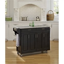 Home Styles Create-a-Cart 49 Inch Salt & Pepper Granite Top Kitchen Cart in Black