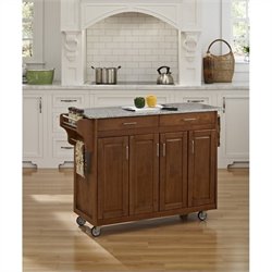 Home Styles Create-a-Cart 49 Inch Salt & Pepper Granite Top Kitchen Cart in Cottage Oak