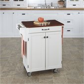 Home Styles Cuisine Cart in White Finish with Cherry Top