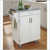 Home Styles Cuisine Cart in White Finish with Marble Top