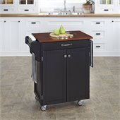 Home Styles Cuisine Cart in Black Finish with Cherry Top