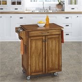 Home Styles Cuisine Cart in Warm Oak Finish with Cherry Top